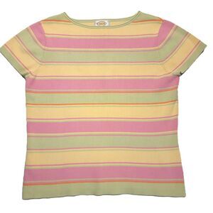 Talbots Women's M  Shirt Striped Sweater Top Short Sleeve Blouse